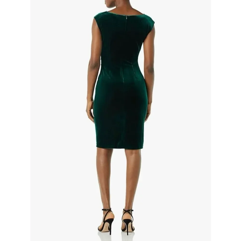 Vince Camuto Velvet Ruched Cocktail Dress Cowl Neck 6 Party